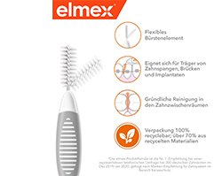 ELMEX Cepillos interdentales ISO tamaño 7 1,3 mm gris, 8 uds