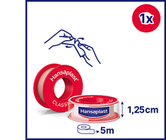 HANSAPLAST Esparadrapo de fijación clásico 1,25 cm x 5 m, 1 ud