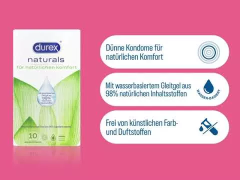 Vídeo sobre Preservativos Durex Naturals con lubricante a base de agua, 10 piezas