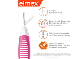 ELMEX Cepillos interdentales ISO tamaño 0 0,4 mm rosa, 8 uds