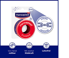 HANSAPLAST Esparadrapo de fijación clásico 2,5 cm x 5 m, 1 ud
