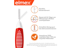 ELMEX Cepillos interdentales ISO tamaño 2 0,5 mm rojo, 8 uds