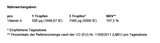 VITAMIN A 500 µg gotas veganas de alta dosis, 50 ml