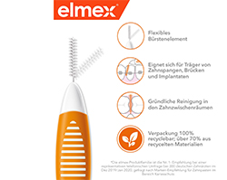ELMEX Cepillos interdentales ISO tamaño 1 0,45 mm naranja, 8 uds