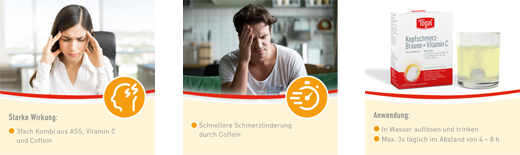TOGAL Dolor de cabeza efervescente + Vit.C comprimidos efervescentes, 20 uds
