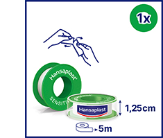 HANSAPLAST Parche de fijación sensible 1,25 cm x 5 m, 1 ud