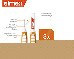 ELMEX Cepillos interdentales ISO tamaño 1 0,45 mm naranja, 8 uds