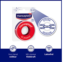 HANSAPLAST Esparadrapo de fijación clásico 1,25 cm x 5 m, 1 ud