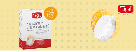 TOGAL Dolor de cabeza efervescente + Vit.C comprimidos efervescentes, 20 uds