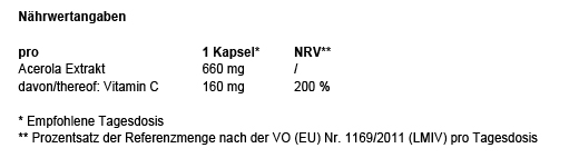 VITAMIN C 160 mg extracto de acerola cápsulas veganas puras, 180 uds