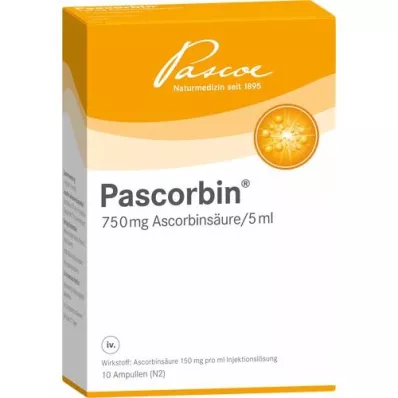 PASCORBIN Solución inyectable en ampollas, 10X5 ml