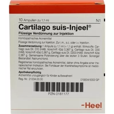 CARTILAGO ampollas suis Injeel, 10 piezas
