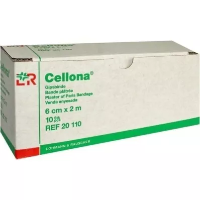 CELLONA Vendas de yeso 6 cm x 2 m, 10 piezas