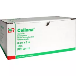 CELLONA Vendas de yeso 8 cm x 2 m, 10 piezas