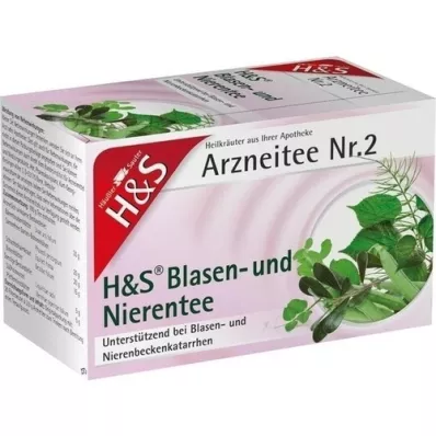 H&amp;S Bolsas filtrantes de té para vejiga y riñón, 20X2,0 g