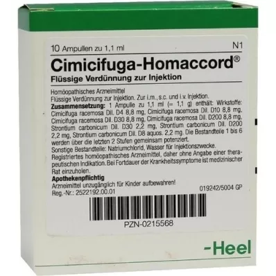 CIMICIFUGA HOMACCORD Ampollas, 10 piezas