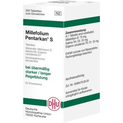 MILLEFOLIUM PENTARKAN S tabletas, 200 piezas