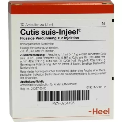 CUTIS ampollas suis Injeel, 10 piezas