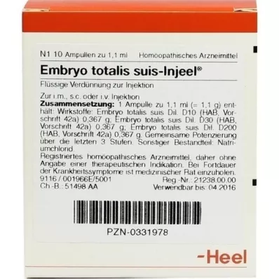EMBRYO Totalis Suis Injeel ampollas, 10 piezas