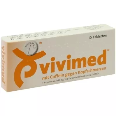 VIVIMED con cafeína para tabletas para el dolor de cabeza, 10 piezas