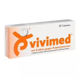 VIVIMED con cafeína para tabletas para el dolor de cabeza, 30 piezas