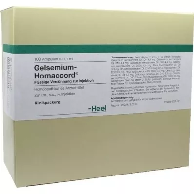 GELSEMIUM HOMACCORD Ampollas, 100 piezas GELSEMIUM HOMACCORD Ampollas, 100 piezas