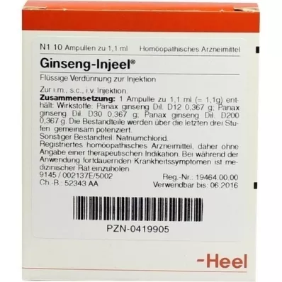 GINSENG INJEEL Ampollas, 10 piezas