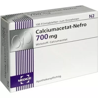 CALCIUMACETAT NEFRO 700 mg comprimidos recubiertos con película, 100 unidades
