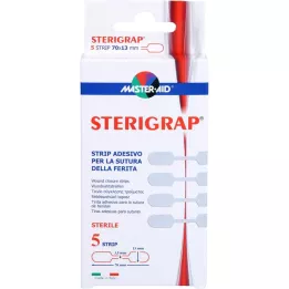 STERIGRAP Tiras de sutura para heridas 13x70 mm en forma de hueso, 5 piezas