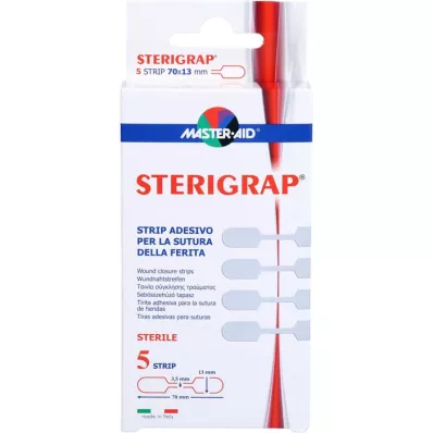 STERIGRAP Tiras de sutura para heridas 13x70 mm en forma de hueso, 5 piezas