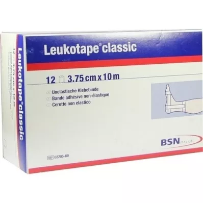 LEUKOTAPE Clásico 3,75 cm x 10 m blanco, 12 piezas