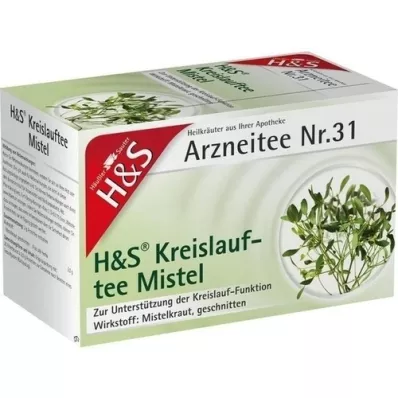 H&amp;S Bolsa de filtro de muérdago para té de circulación, 20 x 2,0 g