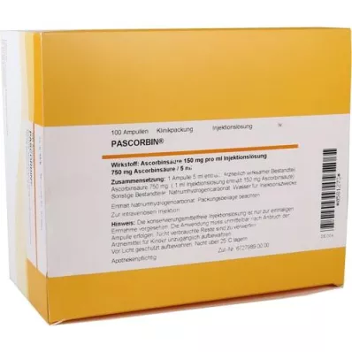 PASCORBIN Solución inyectable, ampollas, 100 x 5 ml