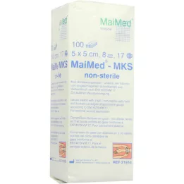 SCHLITZKOMPRESSEN 5x5 cm no estéril 8 veces, 100 unidades