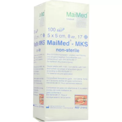 SCHLITZKOMPRESSEN 5x5 cm no estéril 8 veces, 100 unidades