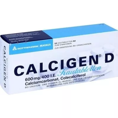 CALCIGEN D 600 mg/400 UI comprimidos masticables, 50 unidades