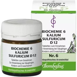 BIOCHEMIE 6 tabletas de potasio sulfuricum D 12, 80 piezas