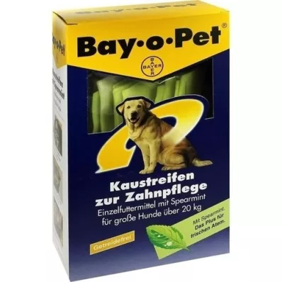 BAY O PET Pasta de dientes en tiras masticables de menta verde para perros grandes, 140 g