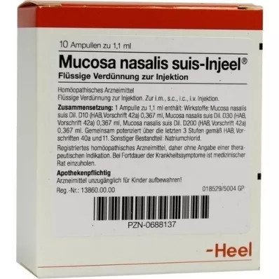 MUCOSA ampollas nasalis suis Injeel, 10 piezas