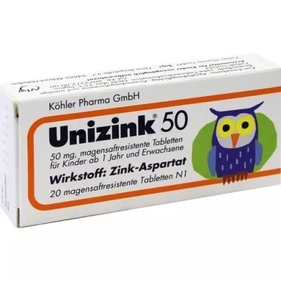 UNIZINK 50 comprimidos gastrorresistentes, 20 uds