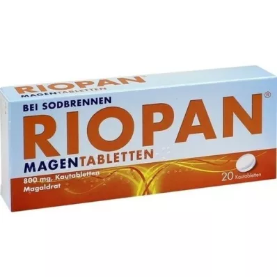 RIOPAN Tabletas para el estómago, tabletas masticables, 20 piezas
