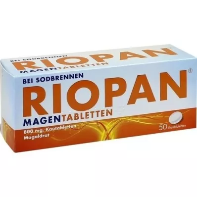 RIOPAN Tabletas para el estómago, tabletas masticables, 50 piezas