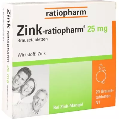 ZINK-RATIOPHARM 25 mg comprimidos efervescentes, 20 unidades