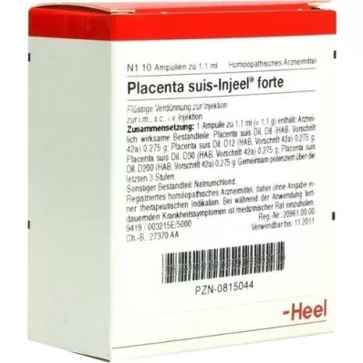 PLACENTA SUIS Ampollas Injeel Forte, 10 piezas