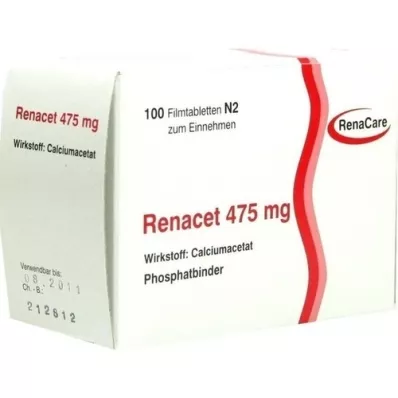 RENACET 475 mg comprimidos recubiertos con película, 100 unidades RENACET 475 mg comprimidos recubiertos con película, 100 unidades