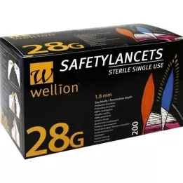 WELLION Lanza desechable de seguridad Safetylancets 28 G, 200 unidades