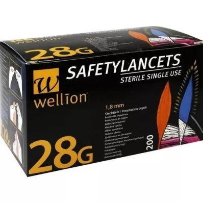 WELLION Lanza desechable de seguridad Safetylancets 28 G, 200 unidades