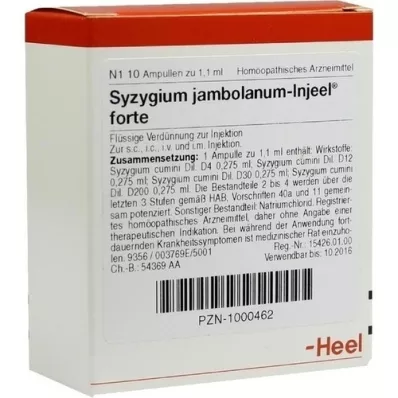 SYZYGIUM JAMBOLANUM INJEEL ampollas fuertes, 10 piezas