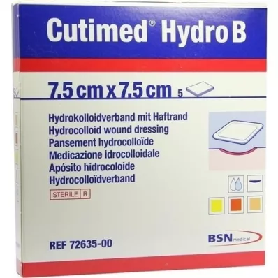 CUTIMED Hydro B Hydrok.Ver.7,5x7,5 cm con barra adhesiva, 5 piezas