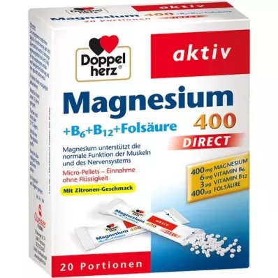 DOPPELHERZ Magnesio + vitaminas B DIRECT pellets, 20 piezas